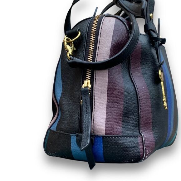 Fossil Sydney Striped Satchel Purse Handbag Multicolor Shoulder Crossbody Bag - Picture 9 of 13